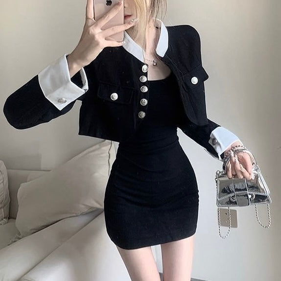 クロップドジャケット ミニワンピース セットアップmry001511