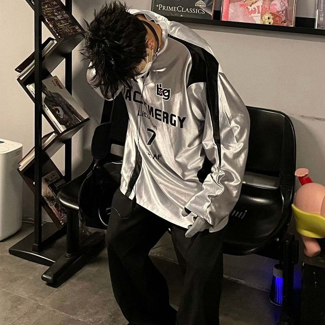 韓国ストリート 韓国カジュアル 韓国デザイン スポーティーナイロンシャツ mry001072