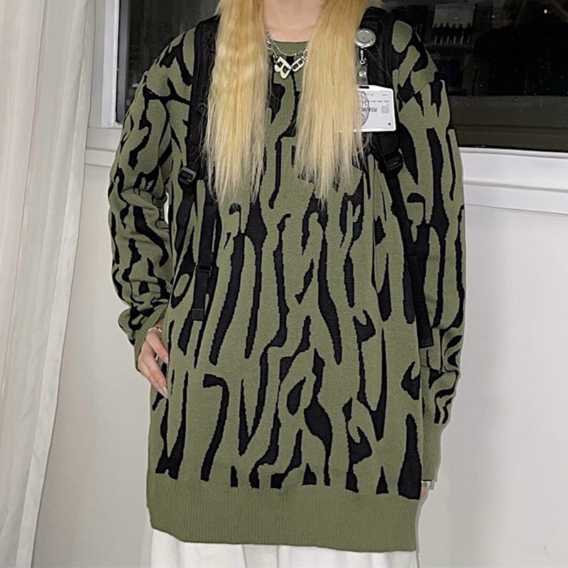 ゼブラ柄 ルーズニット mry000347