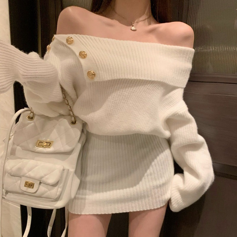 【特別価格 / 3color】オフショルダー ニットワンピース mry001483