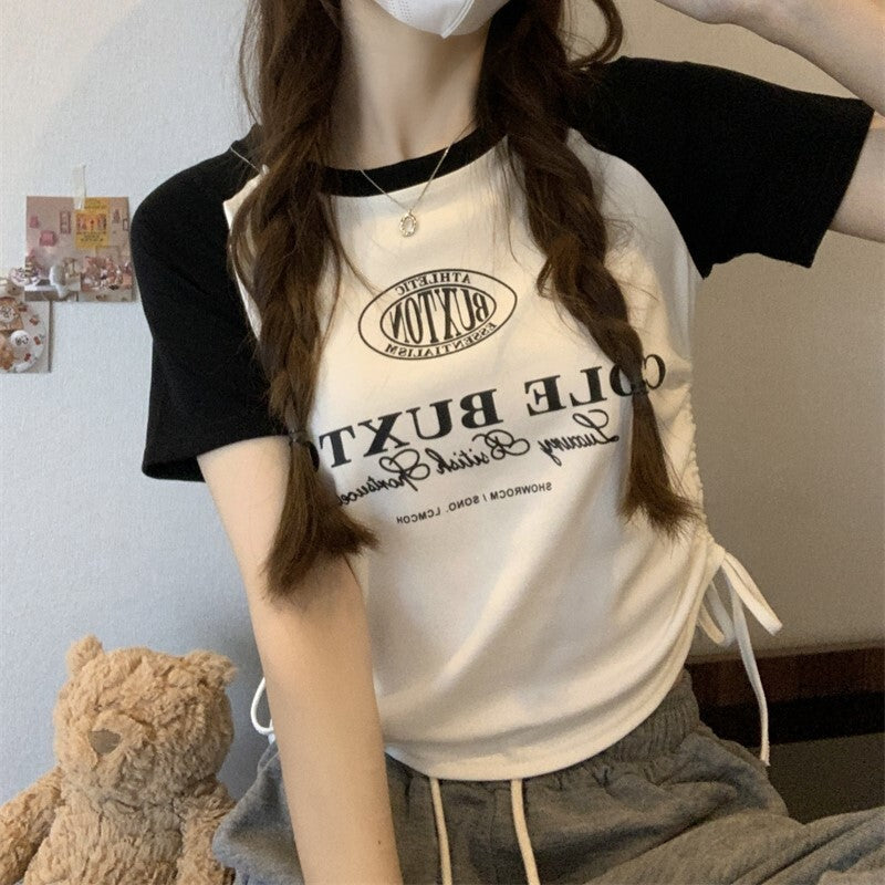 4カラー展開 2023SS アメリカン レトロ ショート デザイン 半袖トップス 韓国ストリート 韓国カジュアル mry000829