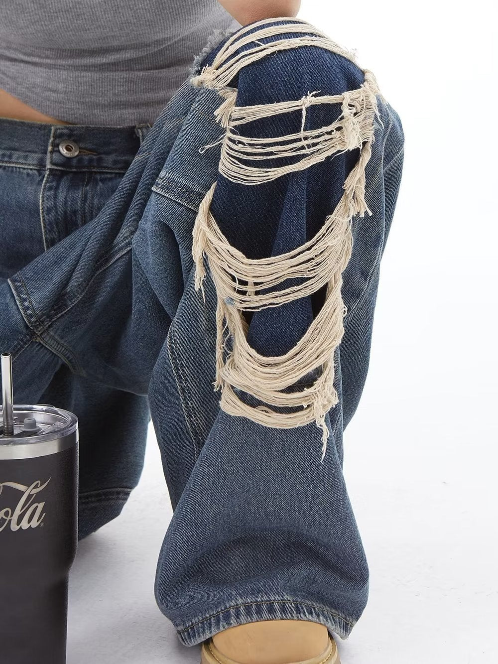 《今だけ限定価格💥🏷️》2color Dameged Wide Denim Pants mry001605