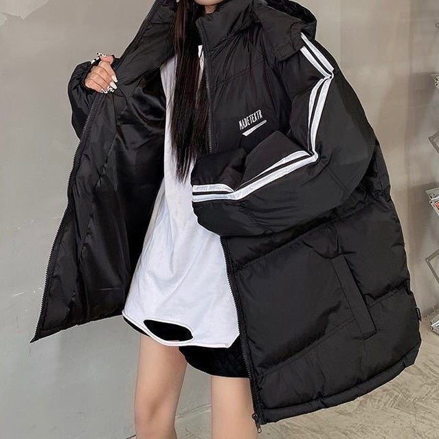 オーバーサイズ フード付き ダウンジャケット mry000425