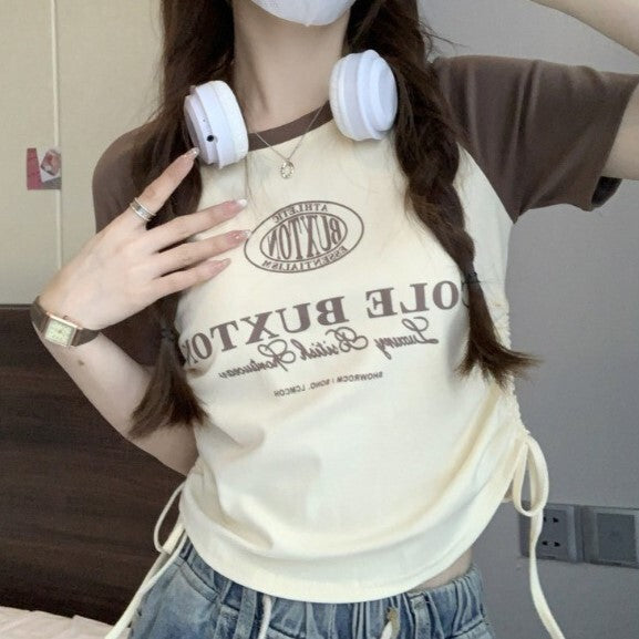 4カラー展開 2023SS アメリカン レトロ ショート デザイン 半袖トップス 韓国ストリート 韓国カジュアル mry000829