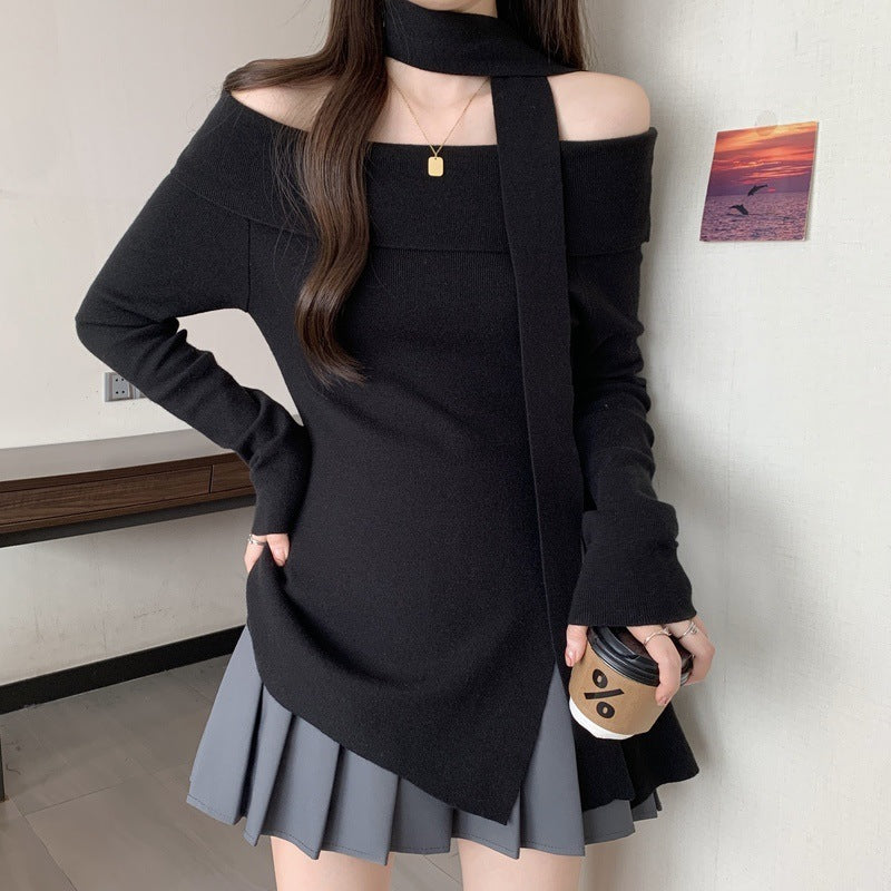 【送料無料】3カラー展開 韓国カジュアル 韓国デザイン オフショルダー セーター mry001111