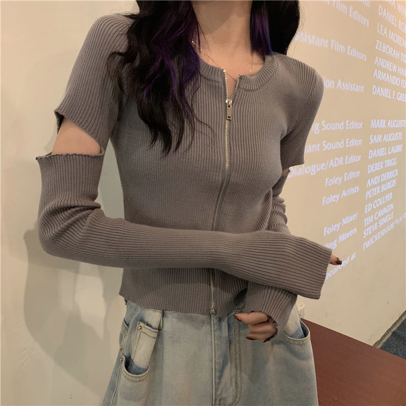 【送料無料】4カラー展開 韓国ホットガール 長袖 ショート トップス mry000673