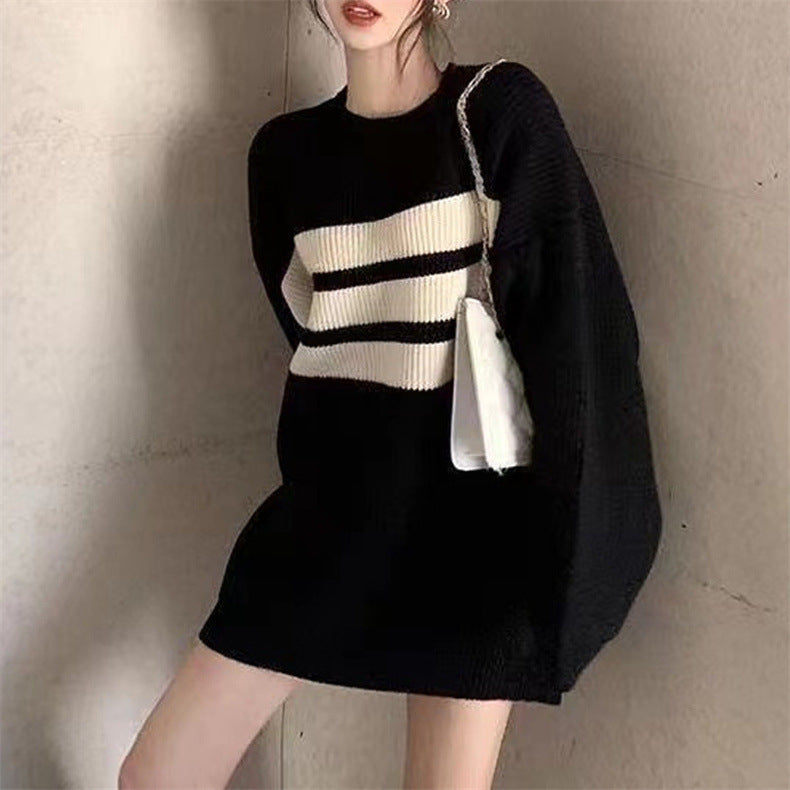 【Plaisir】3カラー展開 韓国ストリート 韓国カジュアル ストライプ オーバーサイズ ニット mry001304