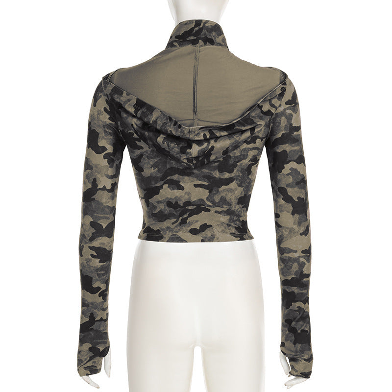 Military Chic Cropped Hoodie mry001639