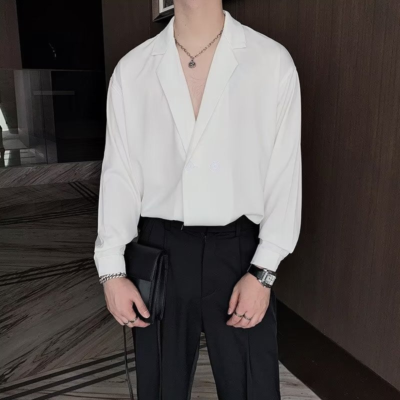 2カラー展開 アメリカン 韓国ストリート 韓国カジュアル トレンド リッチ風シャツ mry001284