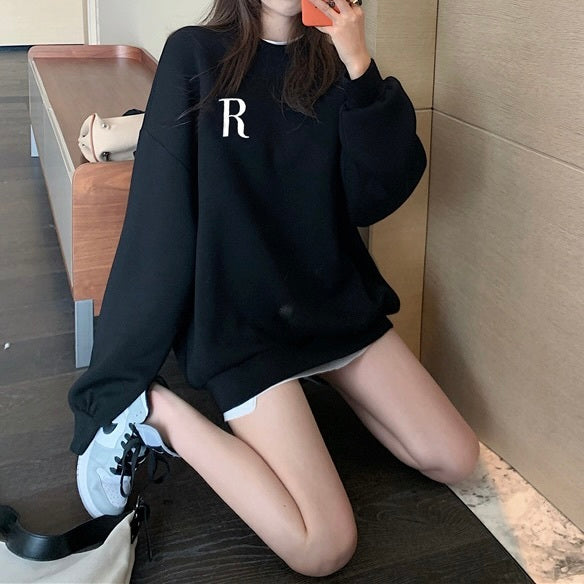 AW ルーズ Rプリント ラウンドネック スウェット mry000038