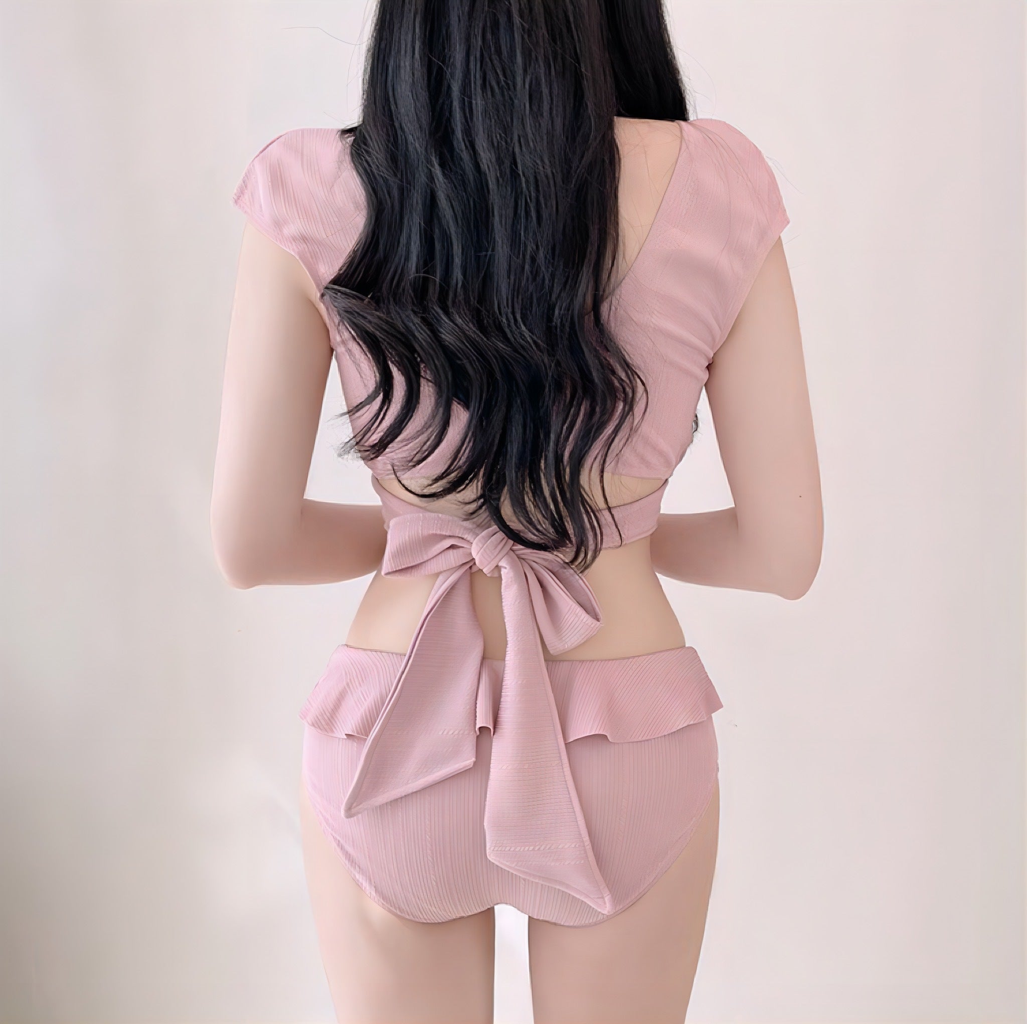 【送料無料】2カラー展開 ショート スリーブ フリル ポイント ビキニ 韓国ガーリー mry000761