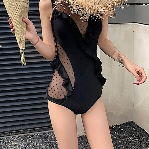 【送料無料】2カラー展開 2023SS ドット フリル ワンピース スイムウェア 韓国ガーリー mry000779