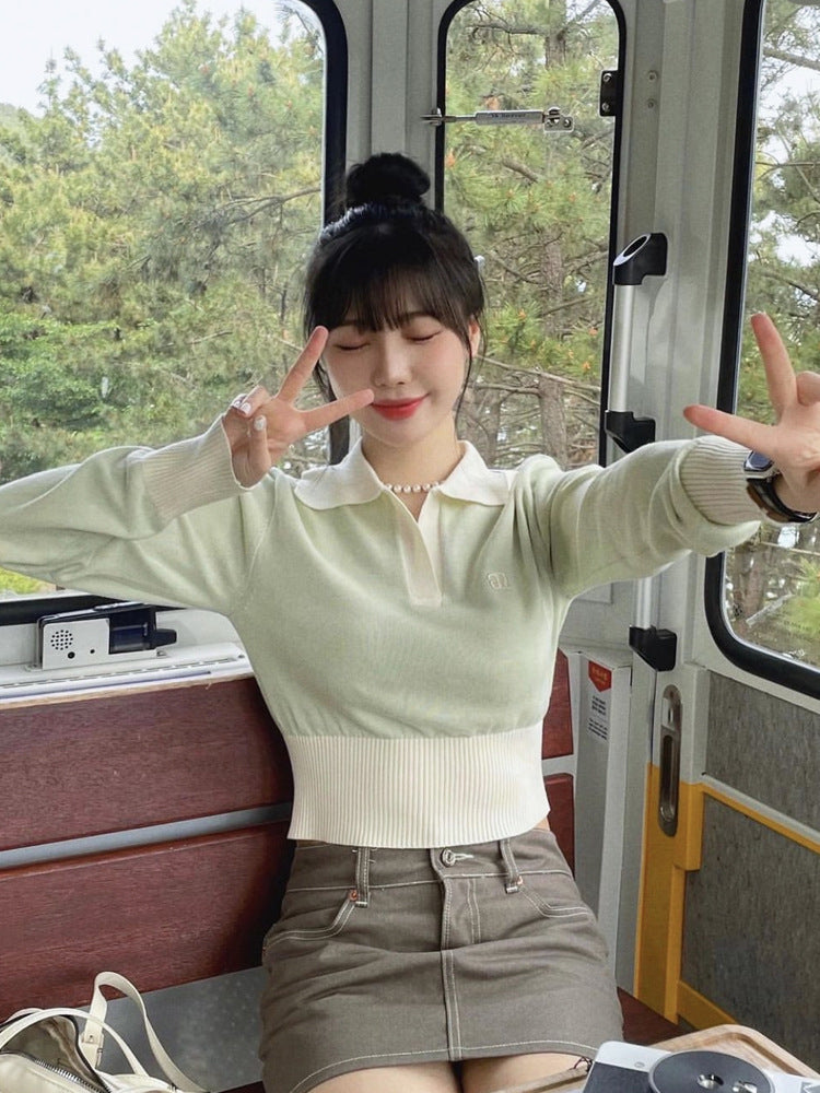 ウエスト細見え クロップド丈ニット mry000242