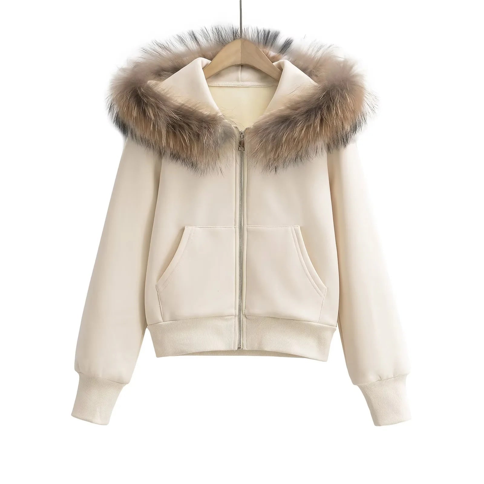 【3color】Faux Fur Luxe Zip Hoodie mry001637