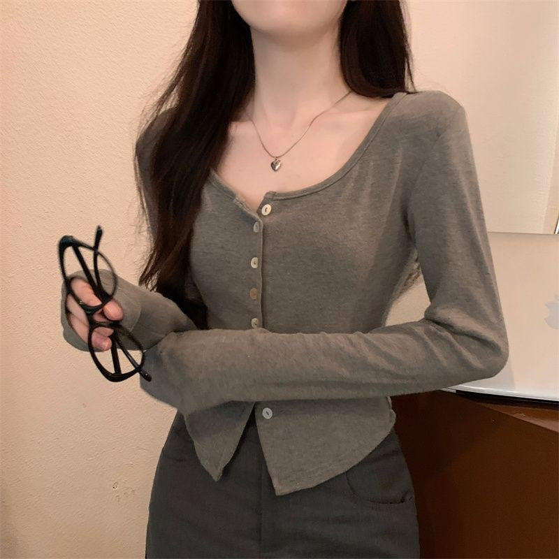 韓国カジュアル 韓国デザイン フィット リブニットカーディガン mry001115