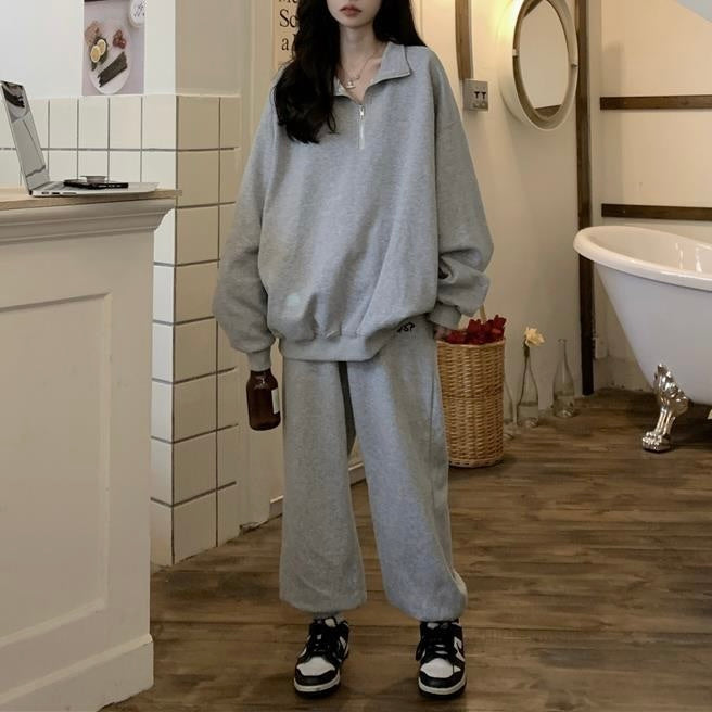 ハーフジッパー オーバーサイズスウェット mry000252