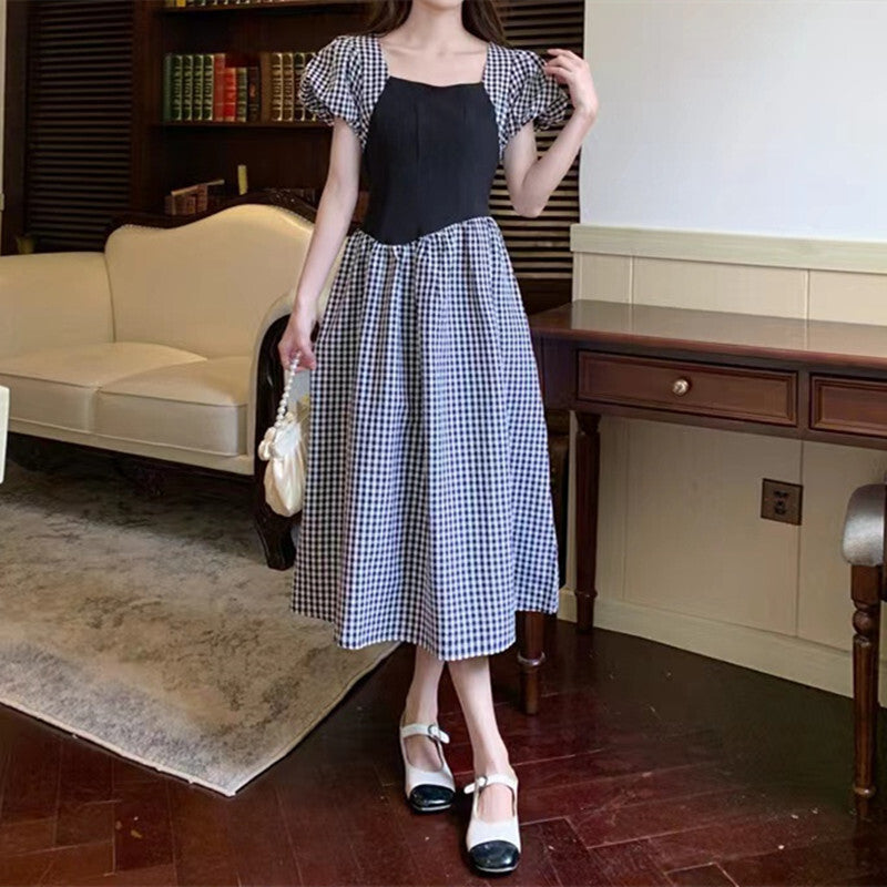 フレンチレトロ スクエアネック パフスリーブ ワンピース mry000032