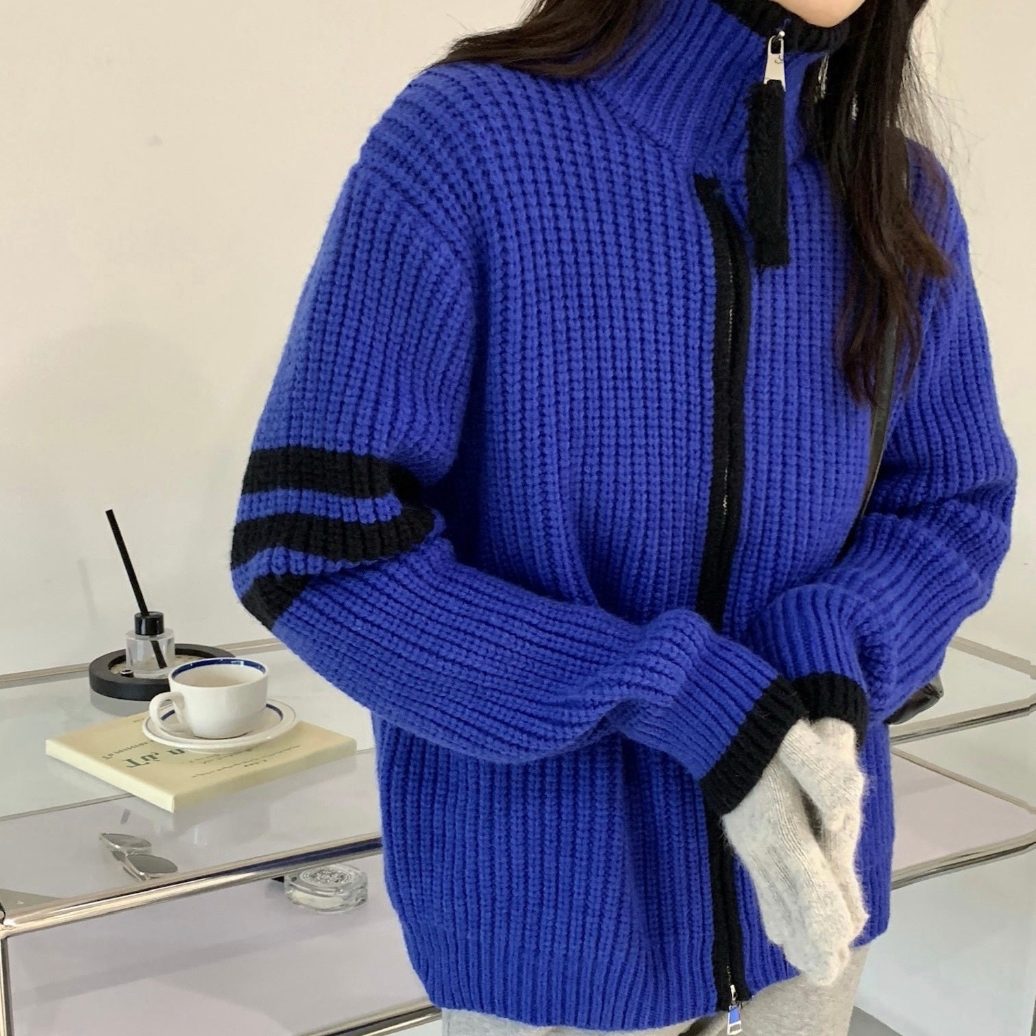 ダブルジッパー ニットウェアカーディガン mry000083