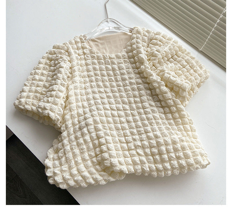 ソリッド ラウンドネック テクスチャー ブラウス mry000229