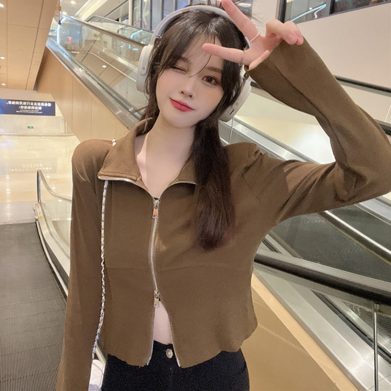 【送料無料】デザインジッパー ジャケットカーディガン 韓国カジュアル 韓国ストリート 春・秋 mry000542