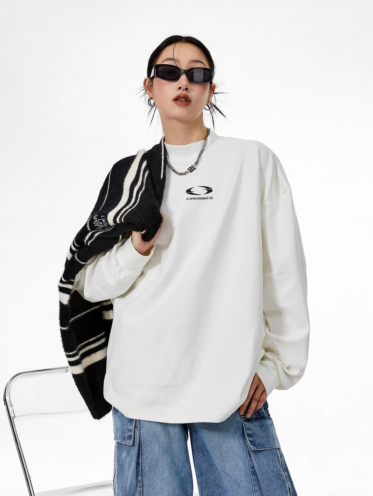 【3color】Monochrome Flow Mock Neck T-shirt mry001618