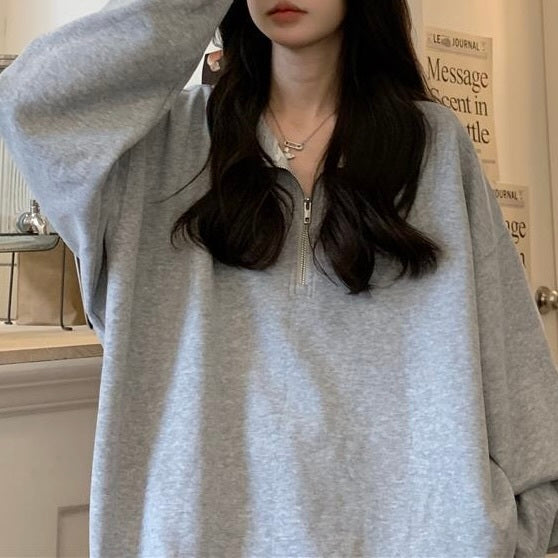 ハーフジッパー オーバーサイズスウェット mry000252