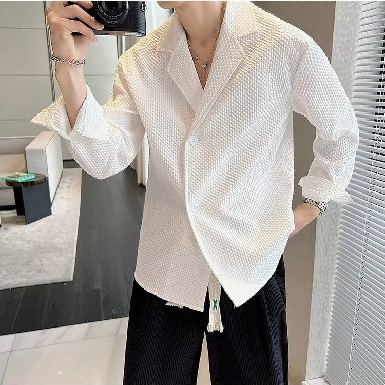 2カラー展開 韓国ストリート 韓国カジュアル トレンド シンプル ゆったりシャツ mry001285