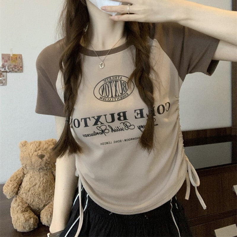 4カラー展開 2023SS アメリカン レトロ ショート デザイン 半袖トップス 韓国ストリート 韓国カジュアル mry000829