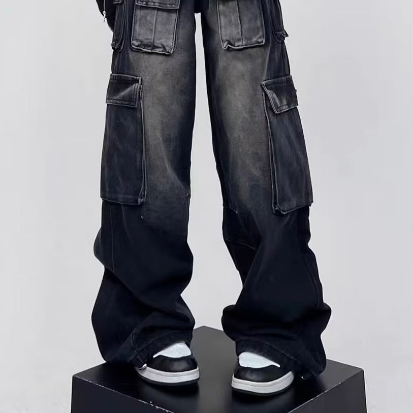 アメリカン 韓国ストリート 韓国カジュアル ヴィンテージ デニム生地 ワイドパンツ mry001226