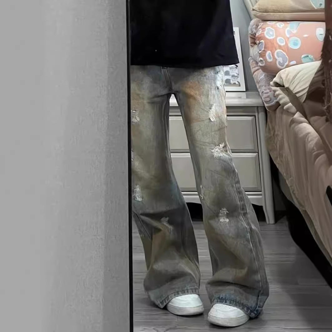 アメリカン 韓国ストリート 韓国カジュアル レトロ ヴィンテージ デニム ワイドパンツ mry001337