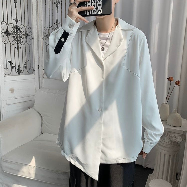 2カラー展開 韓国ストリート 韓国カジュアル トレンド オーバーサイズ ボタンシャツ mry001283