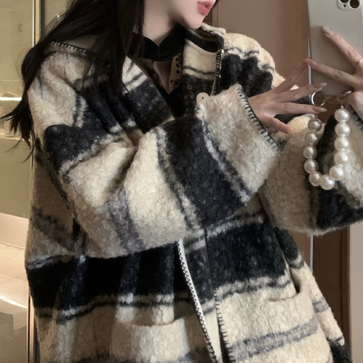 フード付き ボーダー ウールジャケット mry000459