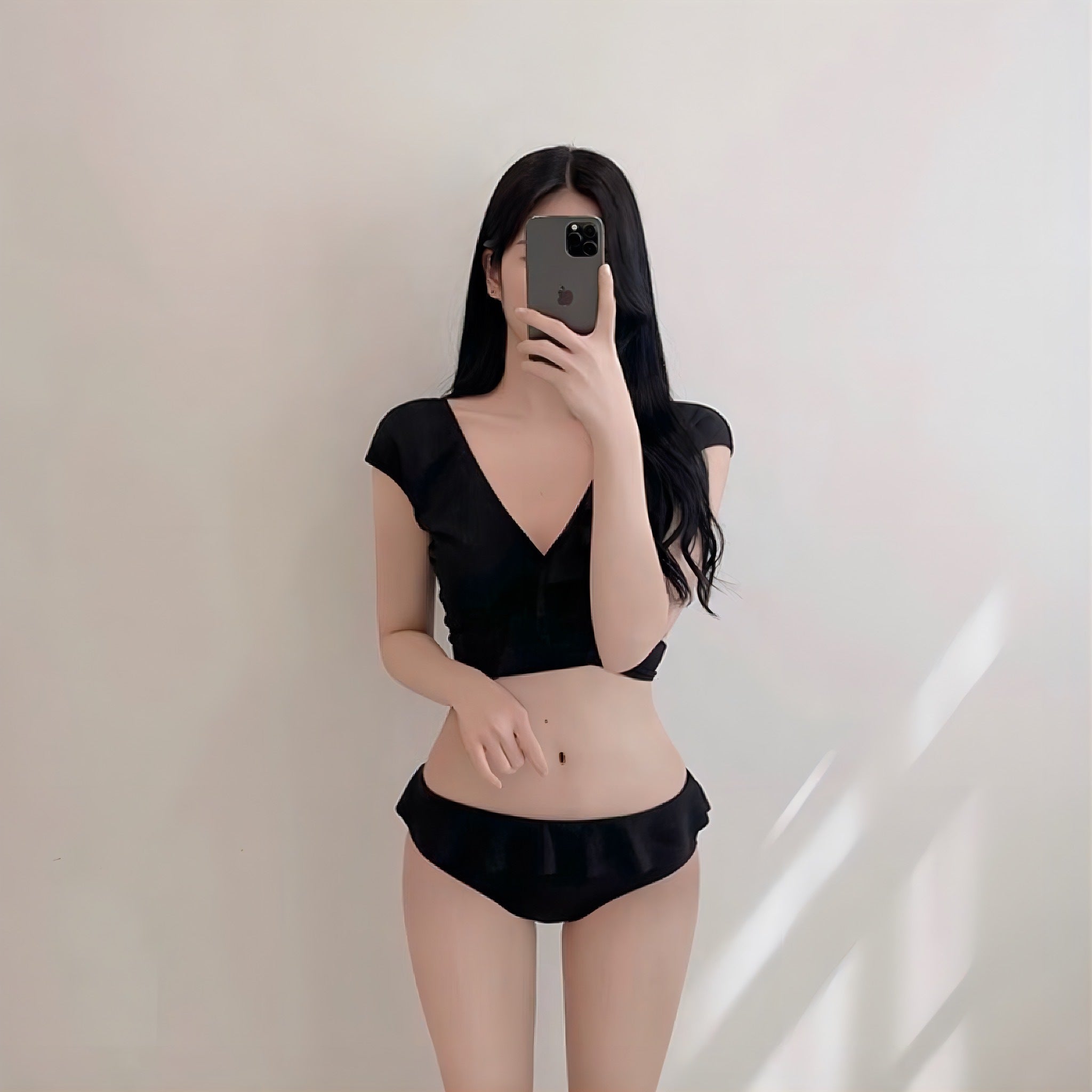 【送料無料】2カラー展開 ショート スリーブ フリル ポイント ビキニ 韓国ガーリー mry000761