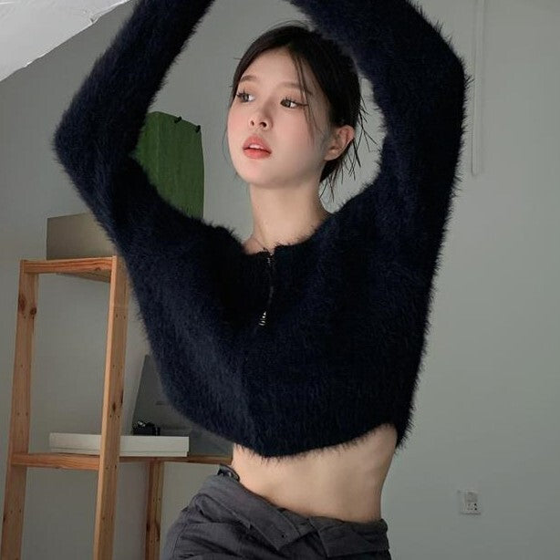 【送料無料】2023春トレンド セーター クロップド丈 アウター 韓国カジュアル 韓国ガーリー mry000589