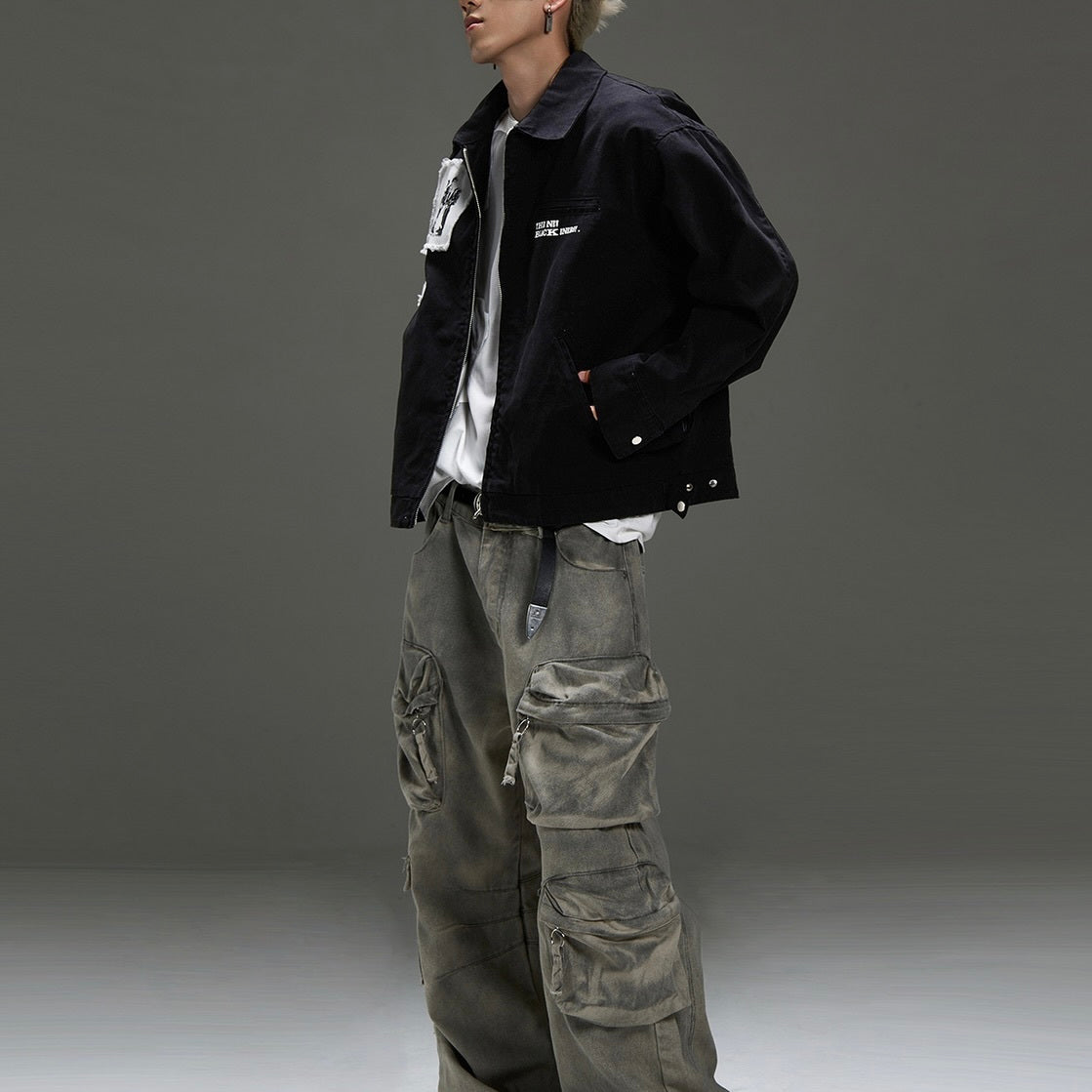 アメリカン 韓国ストリート 韓国デザイン レトロ バックプリント ワークジャケット my001254