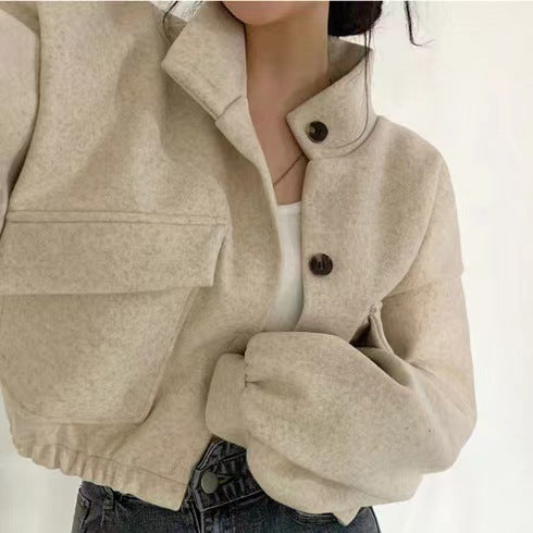 【送料無料】ビッグポケット 3カラー ジャケット ショート丈 春・秋 韓国カジュアル 韓国ガーリー mry000555