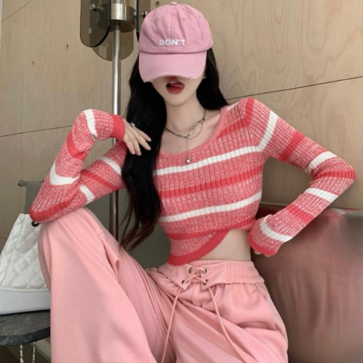 ストライプ スリムニット mry000297