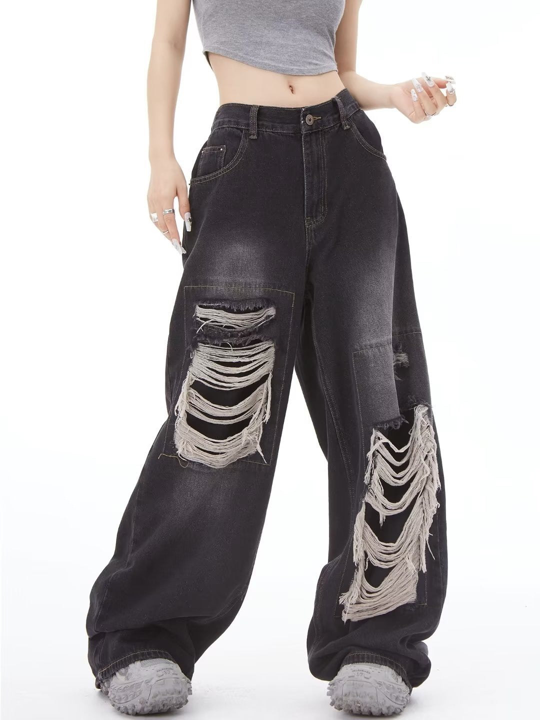 《今だけ限定価格💥🏷️》2color Dameged Wide Denim Pants mry001605