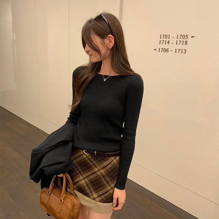 3カラー展開 韓国カジュアル 韓国デザイン シンプル 無地 トップス mry001120