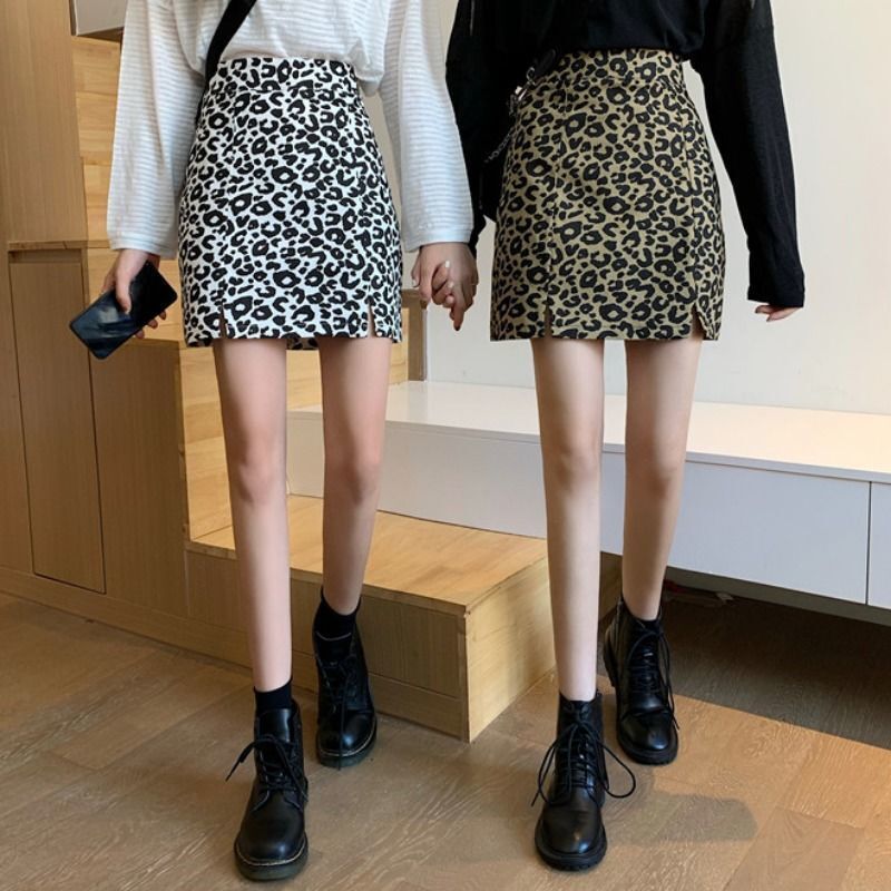 ヒョウ柄 Aライン ミニスカート mry000223