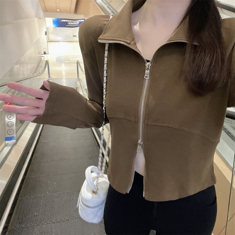 【送料無料】デザインジッパー ジャケットカーディガン 韓国カジュアル 韓国ストリート 春・秋 mry000542