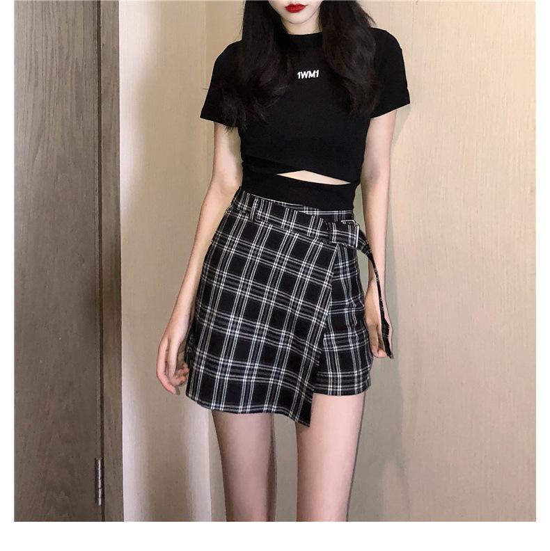 穴あき へそハイウエスト スリムトップス mry000082