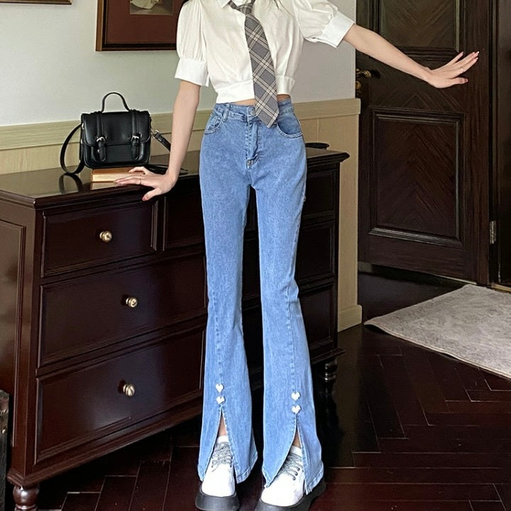 ハートスリット ハイウエスト フレアズボン mry000174