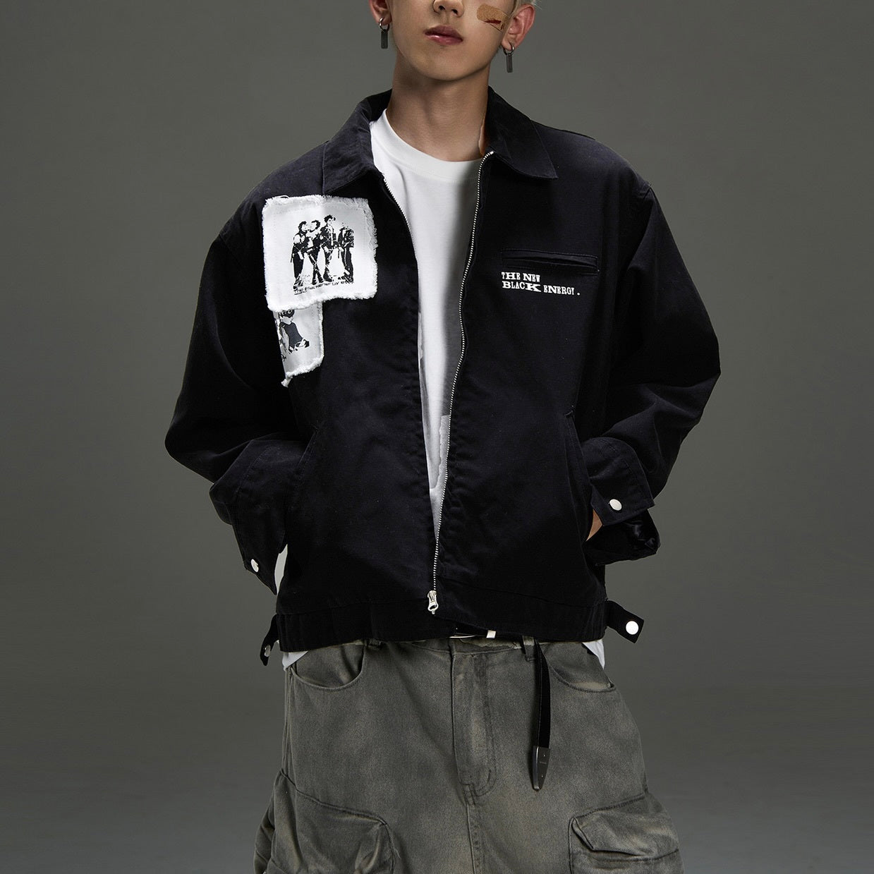 アメリカン 韓国ストリート 韓国デザイン レトロ バックプリント ワークジャケット my001254