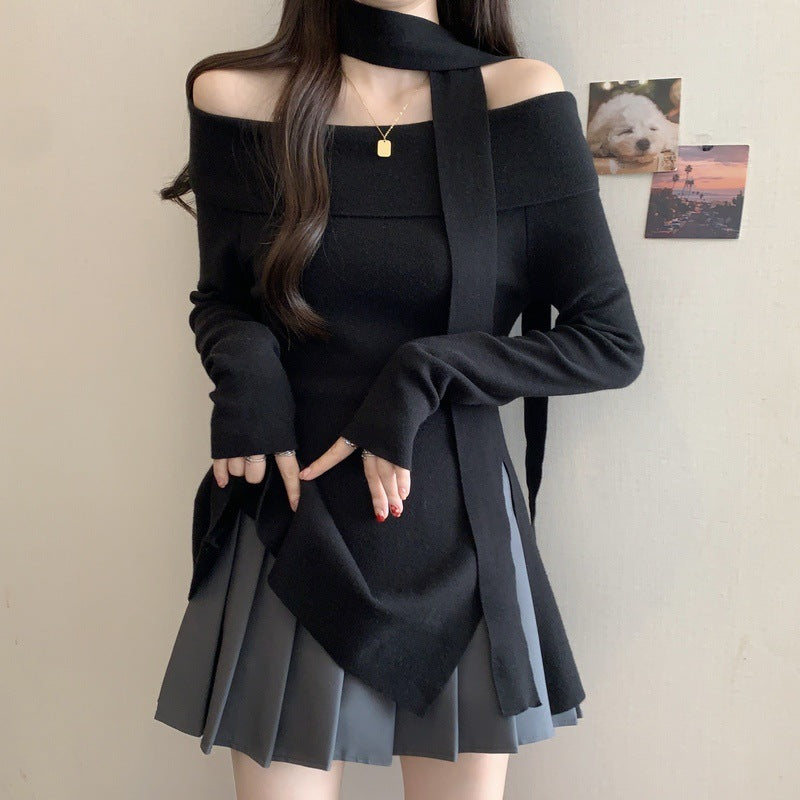 【Chéri / 送料無料】3カラー展開 韓国カジュアル 韓国デザイン オフショルダー セーター mry001111