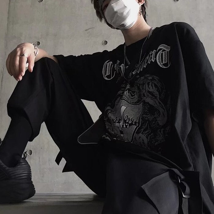 2カラー展開 2023SS ダーク ストリート オールマッチ 半袖 Tシャツ 韓国カジュアル 韓国ストリート mry000862