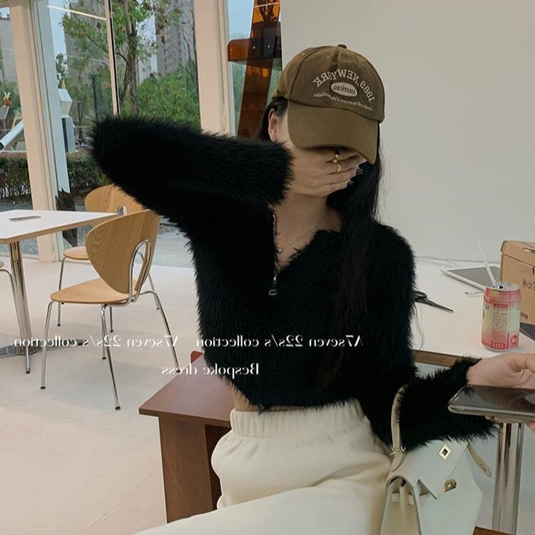 3カラー展開 ジッパー デザインセーター 韓国カジュアル mry001012