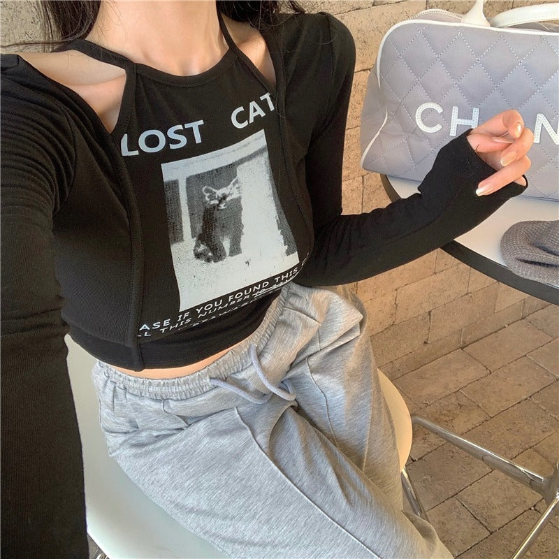 カットアウト ディティール クロップド丈 Tシャツmry000215