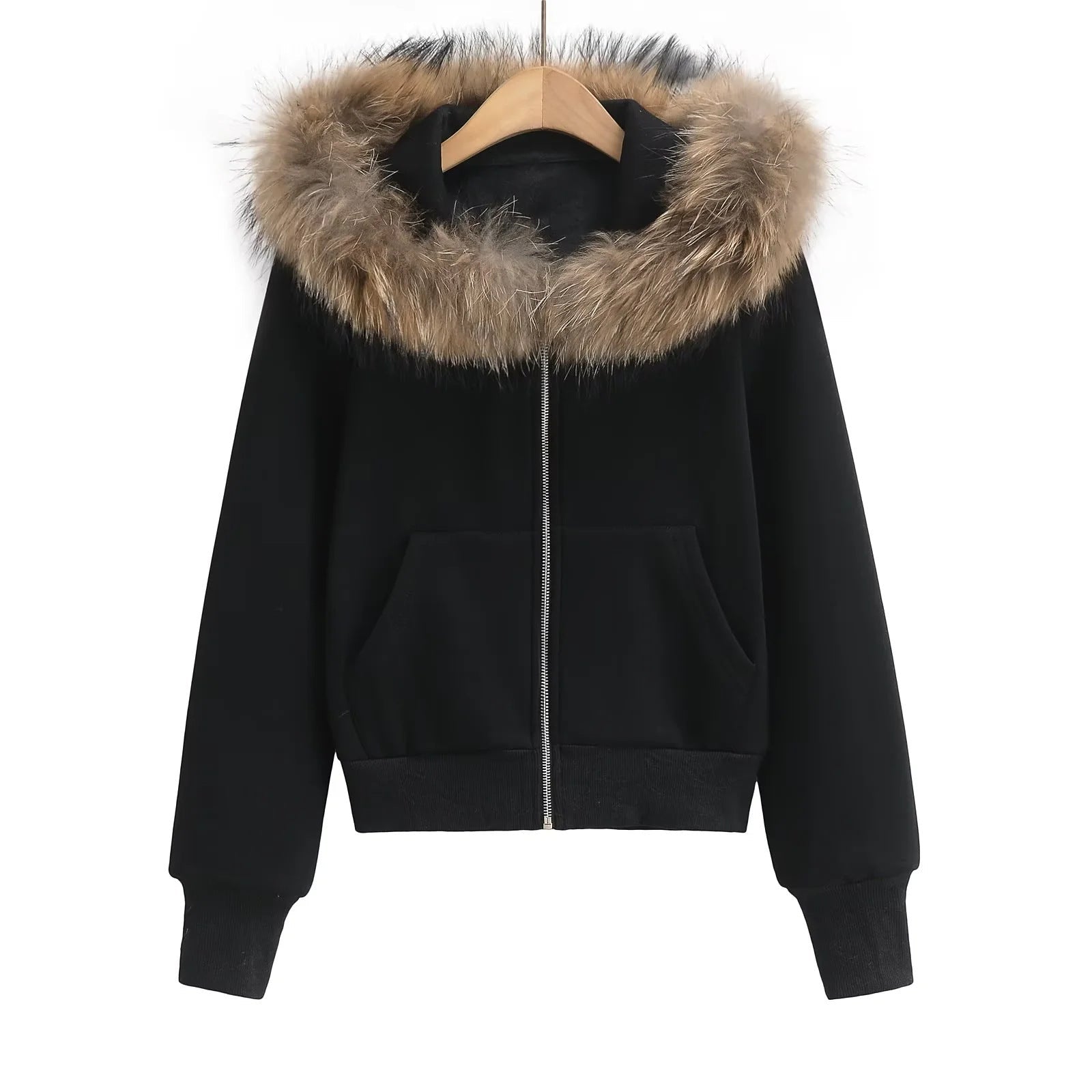 【3color】Faux Fur Luxe Zip Hoodie mry001637