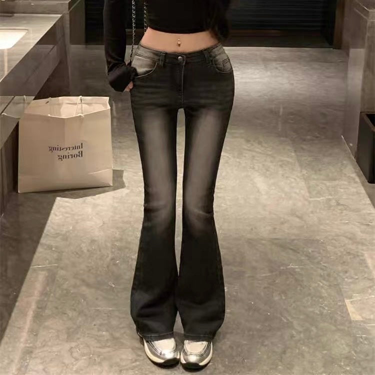 【Black Mamba】骨盤パッド入りグラデーションフレアデニムパンツ mry001485